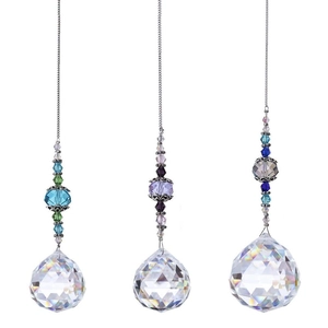 3-piece crystal ball prism suncatcher set with colorful beads for window hanging decoration