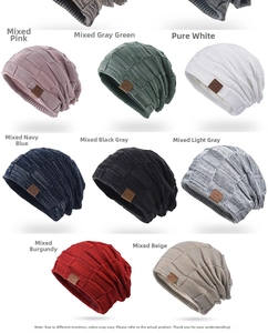 Collection of textured knit beanies with mountain patch in multiple assorted colors