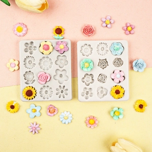 12-cavity silicone daisy and sunflower mold for fondant chocolate cake decoration