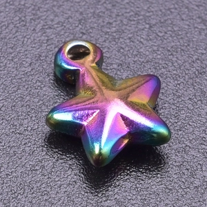 Macro shot of a rainbow plated star pendant made of premium 18k gold stainless steel