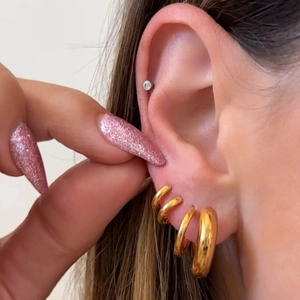 Chunky Stainless Steel Hoop Earrings Gold Plated Minimalist Geometric Huggie Earrings For Women Fashion Jewelry