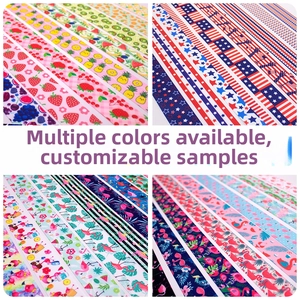 Selection of printed polyester fruit series ribbons with strawberries and pineapples