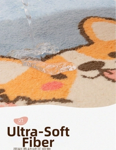 Detail of soft plush fiber texture and high water absorption on Corgi rug surface