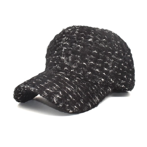 Casquette de baseball en tweed noir et blanc pour femme, style d'hiver en maille