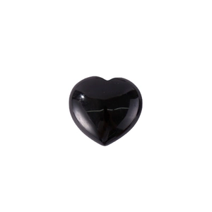 Polished black heart-shaped natural gemstone crystal pendant on white background