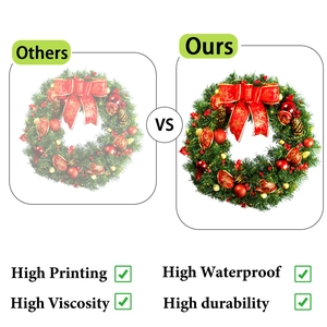 Christmas wreath window sticker showing high printing quality and waterproof durability