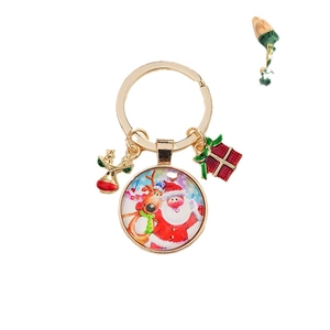 Porte-clés de Noël avec pendentif Père Noël, breloques renne en métal et petit cadeau
