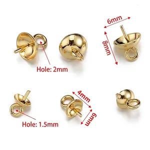 Gold stainless steel mushroom pearl bails for DIY jewelry making in two sizes