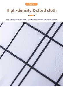 Macro shot of high-density oxford fabric with black and white grid pattern detail