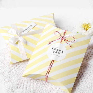 Diagonal Stripe Pillow Gift Boxes Paper Folding Small Packaging For Jewelry Candy Minimalist Party Favors