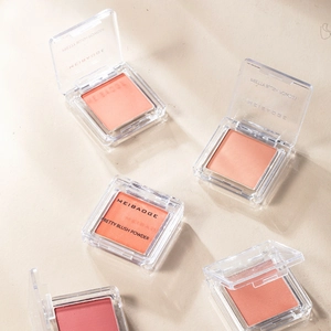 Professional matte monochromatic powder blush palette collection in various natural peach shades