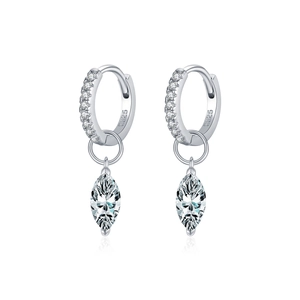 Sparkling S925 sterling silver drop earrings with pear-cut moissanite for women
