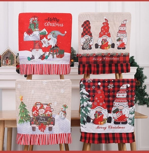 Détails de housses de chaise de Noël avec motifs bonhomme de neige et lutin festif
