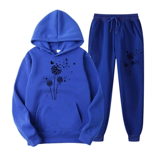 Ensemble survêtement bleu roi avec imprimé papillon pissenlit, sweat à capuche et pantalon