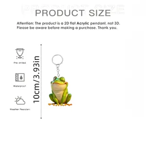 Cute 2D acrylic green frog keychain and Christmas tree ornament with silver ring