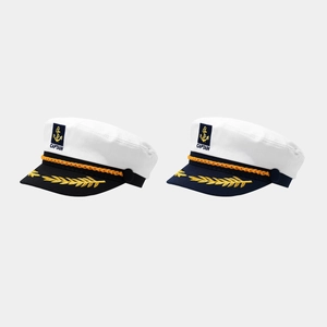 Captain Hat Navy Sailor Cap With Embroidered Anchor Gold Rope For Yacht Costume Party White Unisex