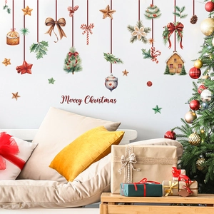 Christmas wall decal set with red bows and Merry Christmas text for festive home decor