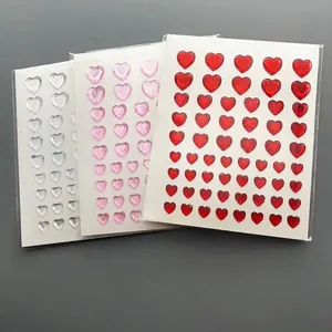DIY heart-shaped acrylic crystal stickers in white, pink, and red for album decoration