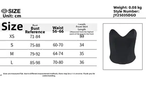 Guide des tailles pour le haut en satin avec mesures de poitrine et taille en centimètres