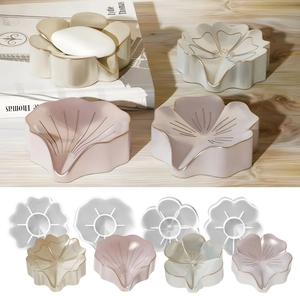Moule En Silicone Pour Boîte À Savon En Forme De Fleur Pour Bricolage Résine Époxy Plateau De Rangement Floral Outil De Moulage
