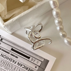 Minimalist 925 sterling silver LOVE ring with adjustable open band and polished finish