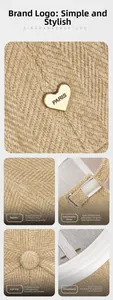 Close-up of khaki baseball cap with a metal heart buckle engraved with PARIS