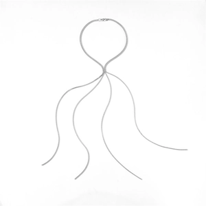 Silver stainless steel hip-hop multilayer tassel necklace set on a white background