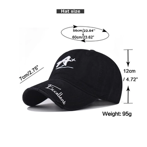 Spécifications de taille détaillées pour casquette en coton lavé avec broderie A+
