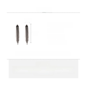Detailed size and material specification chart for rhinestone tassel drop earrings