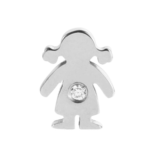 Pendentif en acier inoxydable poli en forme de fille avec cristal brillant central
