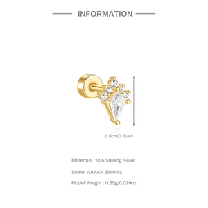 Details des 925 Sterling Silber Drachen-Ohrsteckers mit AAAAA-Zirkonia und Abmessungen