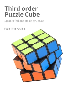 Macro shot of 3x3x3 puzzle cube with smooth rotating layers and rounded corners