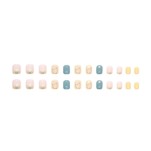Sweet floral and polka dot press-on nails set with 24 short square artificial tips