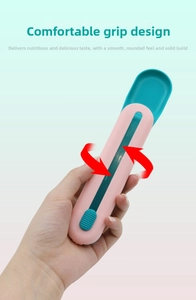 Cuillère pour friandises de chat rose et bleu canard avec poignée ergonomique