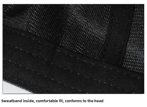 Detail of internal moisture-wicking sweatband with triple-stitch reinforcement