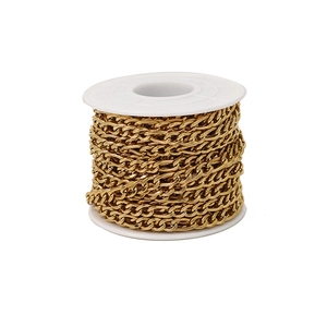 Bulk spool of 18k gold plated stainless steel Figaro link chain for DIY jewelry making