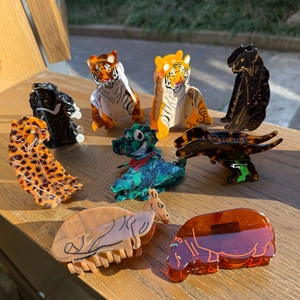 Acetate Animal Hair Claw Clips Cute Tiger Leopard Dinosaur Shark Clips Large Handmade Ponytail Hair Accessories For Women