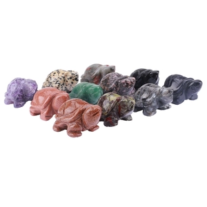 Handcrafted gemstone turtle figurines set carved from natural crystal and jade stones