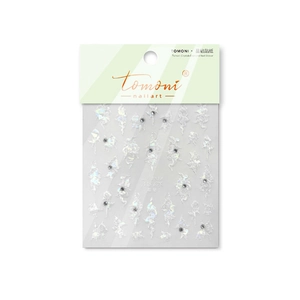 Adesivi per unghie con rose bianche e cristalli cangianti per nail art professionale