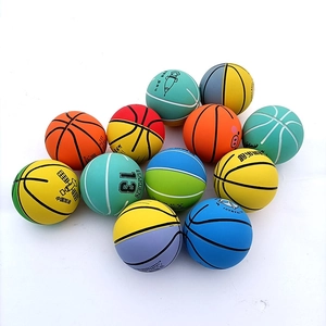 Mini Rubber Bouncy Ball Hollow Elastic Stress Relief Toy Basketball Soccer Design For Kids