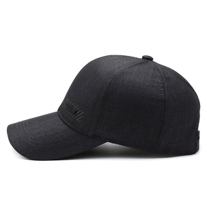 Classic black men's cotton linen baseball cap with textured finish for middle-aged men