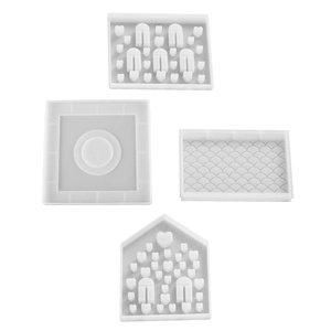 DIY silicone mold set for heart-patterned house candle holders and resin house night lights