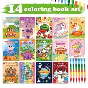 Kids Coloring Books And Markers Cartoon Animal Dinosaur Holiday Theme Drawing Paper For Children Early Learning