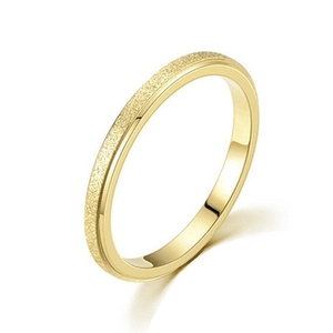 Titanium steel frosted ring for women with polished gold interior and matte surface