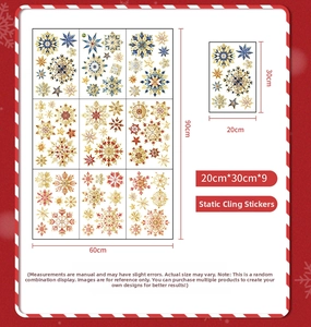 Size guide for 9pcs blue snowflake window static stickers measuring 20x30cm each