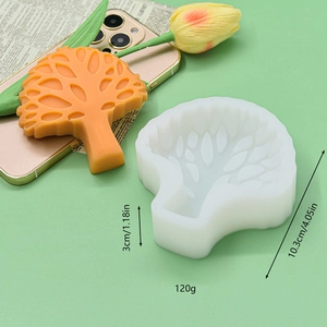 Abstract life tree silicone mold for candle and soap making including size measurements