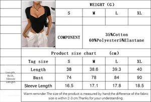 Detaillierte Größentabelle und Materialzusammensetzung für das Slim-Fit Strick-T-Shirt