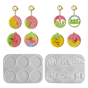 Moldes Fundición Resina Silicona Redondo Navidad Colgante Bricolaje Joyería Natividad Llavero Decoración Colgante