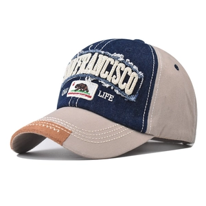Vintage San Francisco baseball cap with polar bear embroidery and distressed denim
