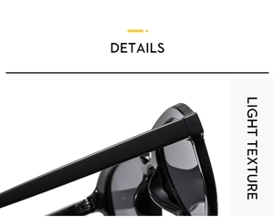 Detail of glossy black resin sunglasses temple and durable hinge with light texture